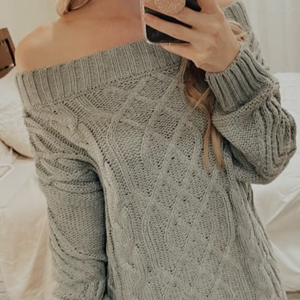 Cable Off the Shoulder Sweater